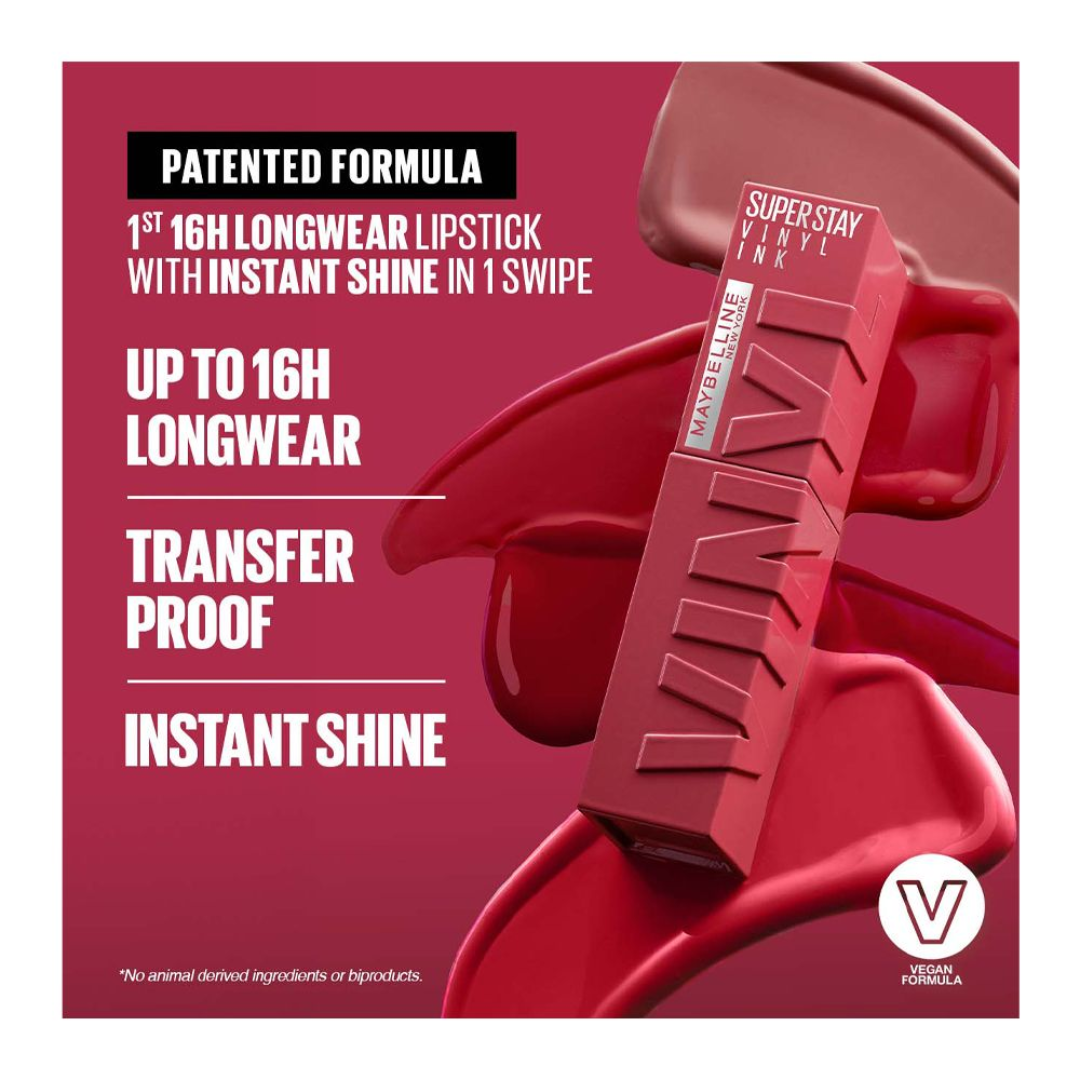 Maybelline SuperStay Vinyl Ink | Longwear Liquid Lipstick | High-Shine, Transfer-Proof Color