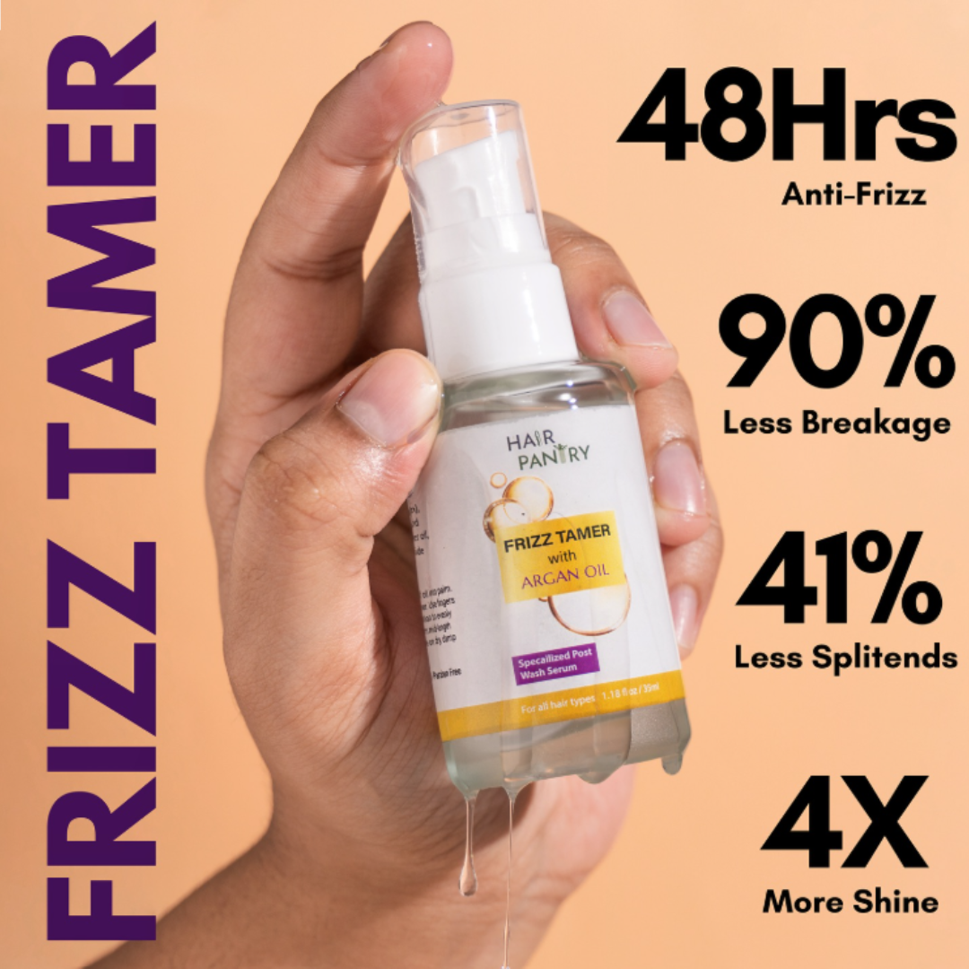 Hair Pantry Smooth & Long Hair Deal - Hair growth serum + Frizz Tamer Serum - Stronger roots , heat protector , split end control & Straight hair - Also reduce hair fall & Boosts Growth