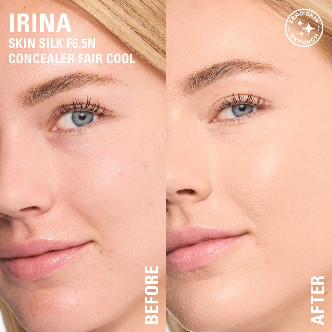 Makeup Revolution Skin Silk Duo: Luminous Serum Foundation & Under Eye Brightener Concealer & Beauty Blender