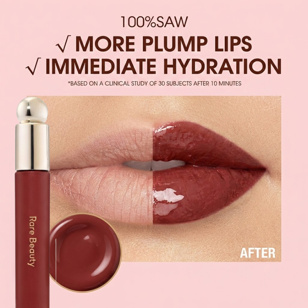 Rare Beauty Soft Pinch Tinted Lip Oil – Pack of 2 | Moisture-Rich, Plumping & Lightweight Lip Gloss in Woodish Red & Brownish Nude