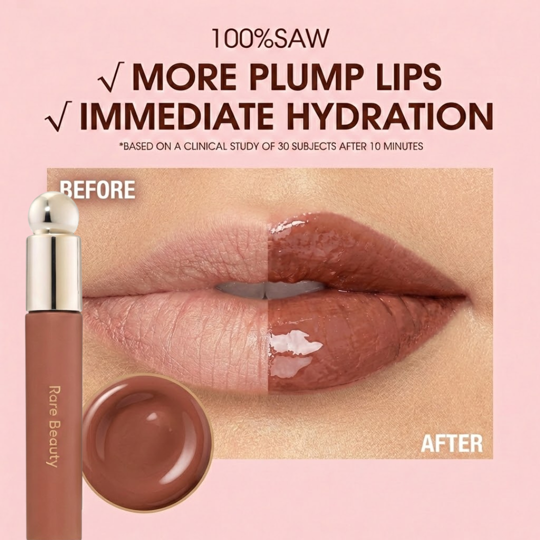 Rare Beauty Soft Pinch Tinted Lip Oil – Pack of 2 | Moisture-Rich, Plumping & Lightweight Lip Gloss in Woodish Red & Brownish Nude