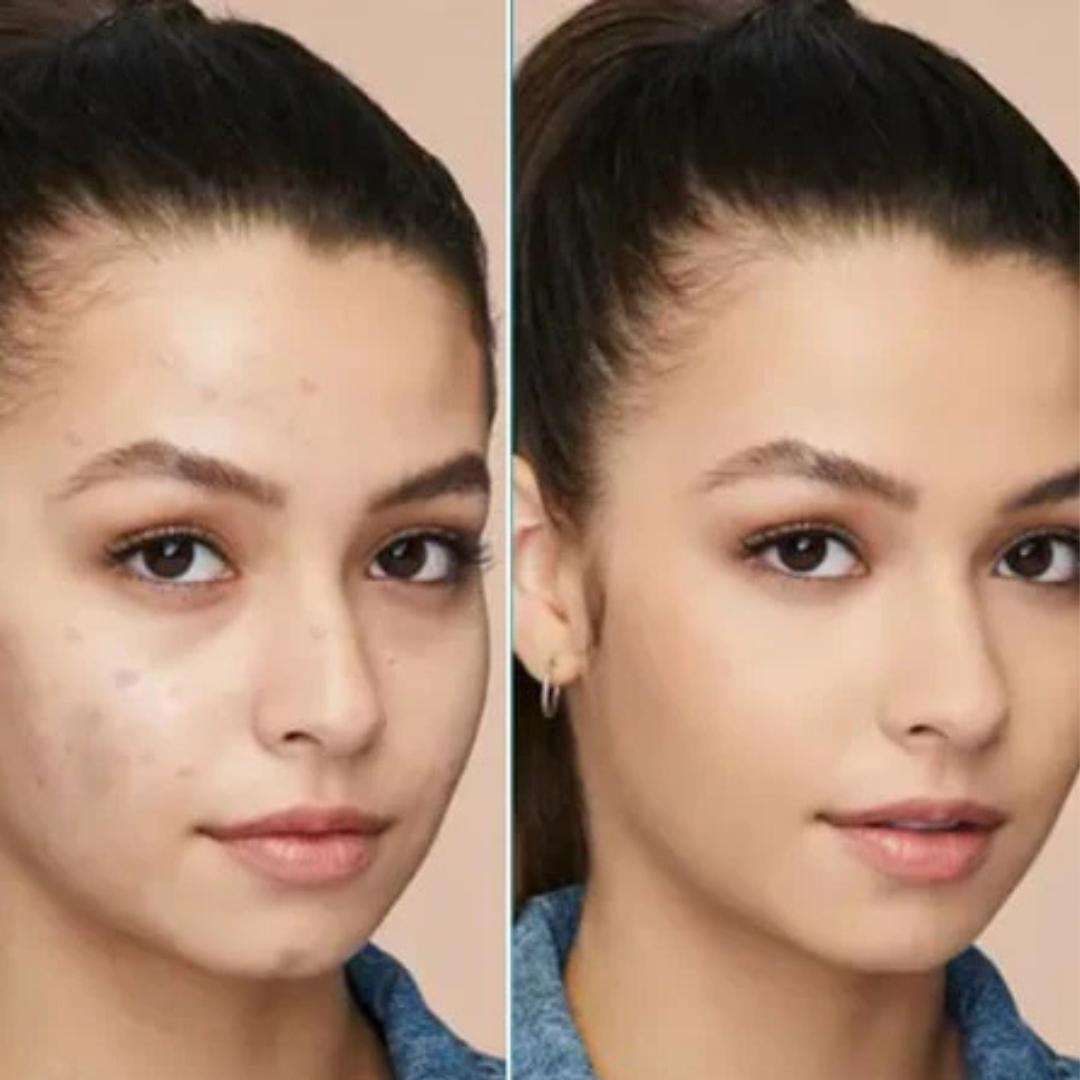 Makeup Revolution Skin Silk Duo: Luminous Serum Foundation & Under Eye Brightener Concealer & Beauty Blender
