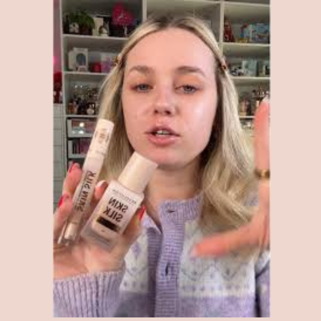 Makeup Revolution Skin Silk Duo: Luminous Serum Foundation & Under Eye Brightener Concealer & Beauty Blender