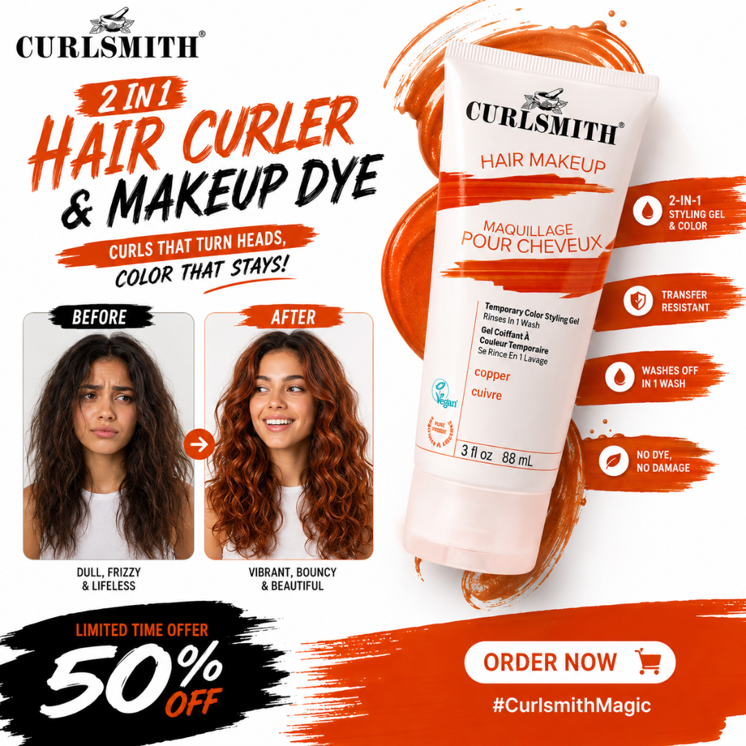 Curlsmith 2 in 1 hair curler & hair dye cream | Temporary color & styling Gel | No heat or Chemical for styling | Washes out in 1 wash