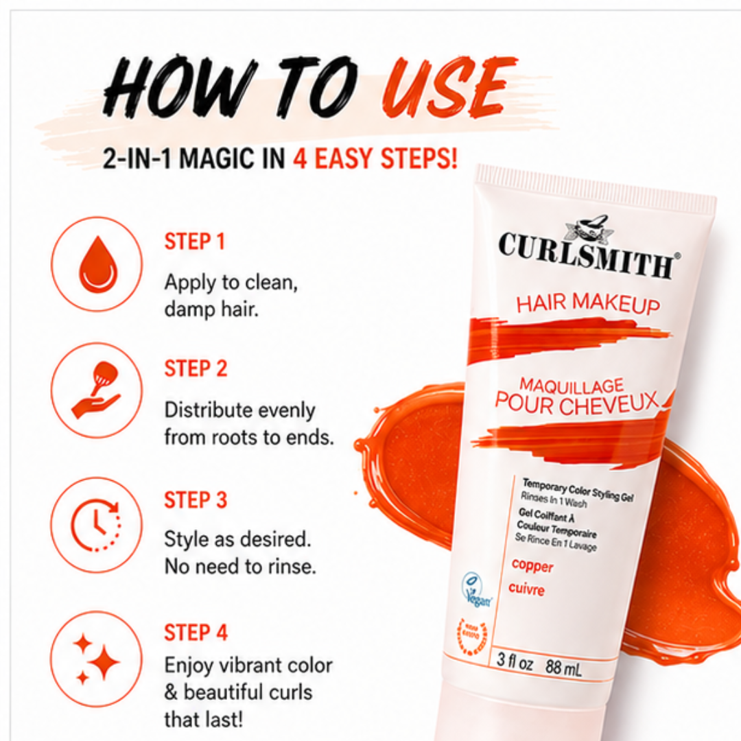 Curlsmith 2 in 1 hair curler & hair dye cream | Temporary color & styling Gel | No heat or Chemical for styling | Washes out in 1 wash