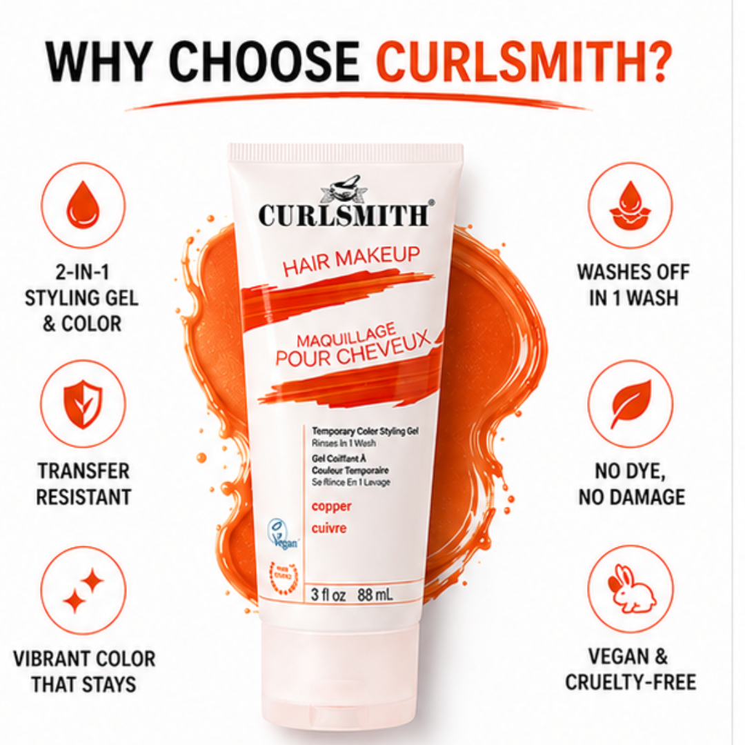 Curlsmith 2 in 1 hair curler & hair dye cream | Temporary color & styling Gel | No heat or Chemical for styling | Washes out in 1 wash