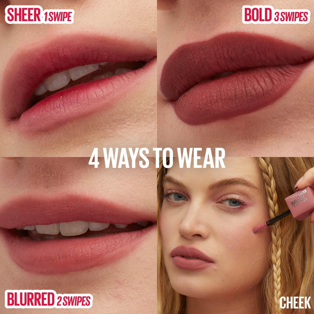 Maybelline Super Stay Teddy Lip Tint - Super long-lasting, waterproof & lightweight (Pack of 3)