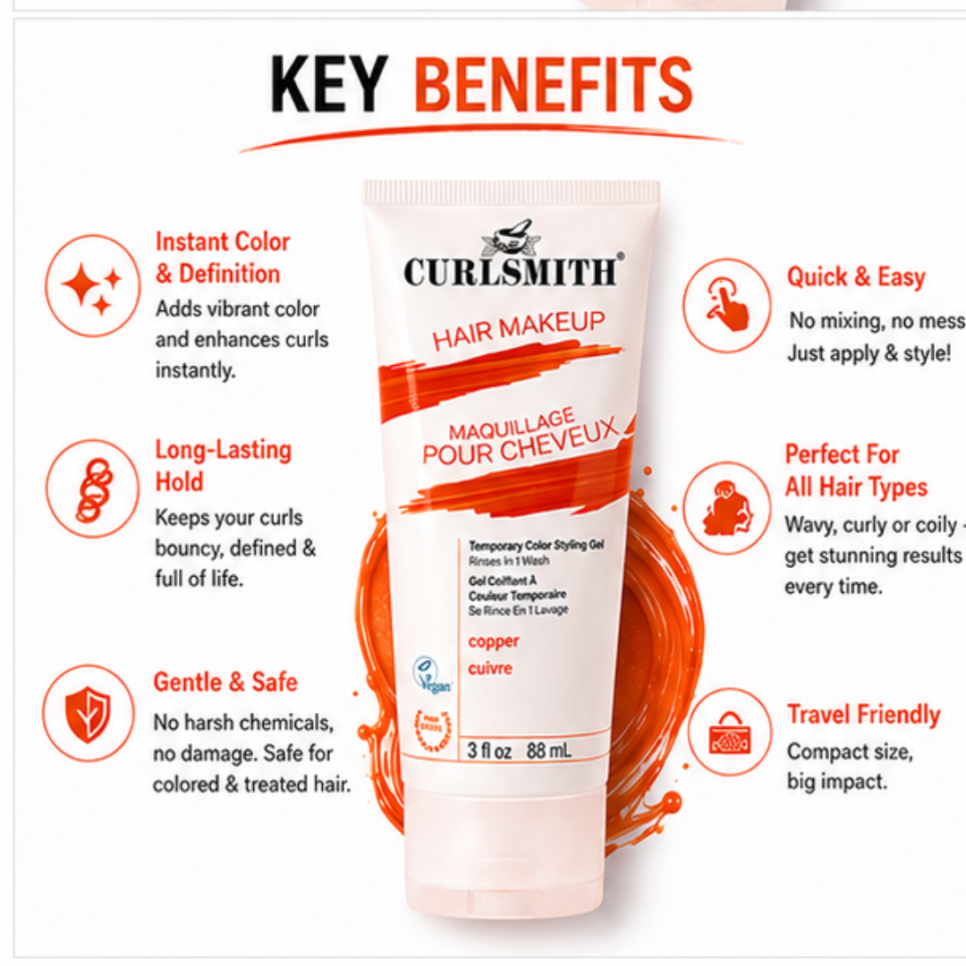 Curlsmith 2 in 1 hair curler & hair dye cream | Temporary color & styling Gel | No heat or Chemical for styling | Washes out in 1 wash