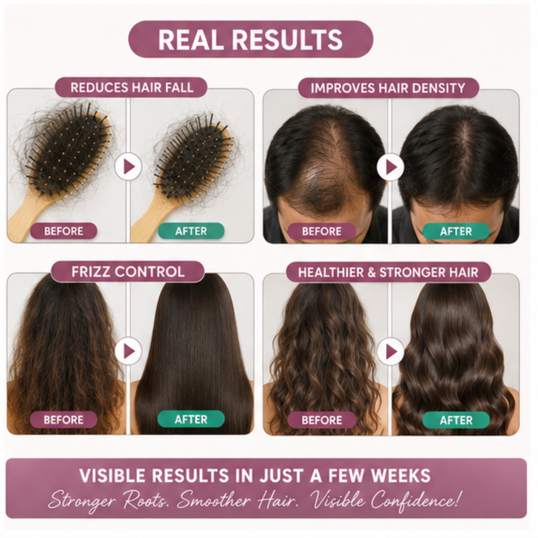 Hair Pantry Smooth & Long Hair Deal - Hair growth serum + Frizz Tamer Serum - Stronger roots , heat protector , split end control & Straight hair - Also reduce hair fall & Boosts Growth