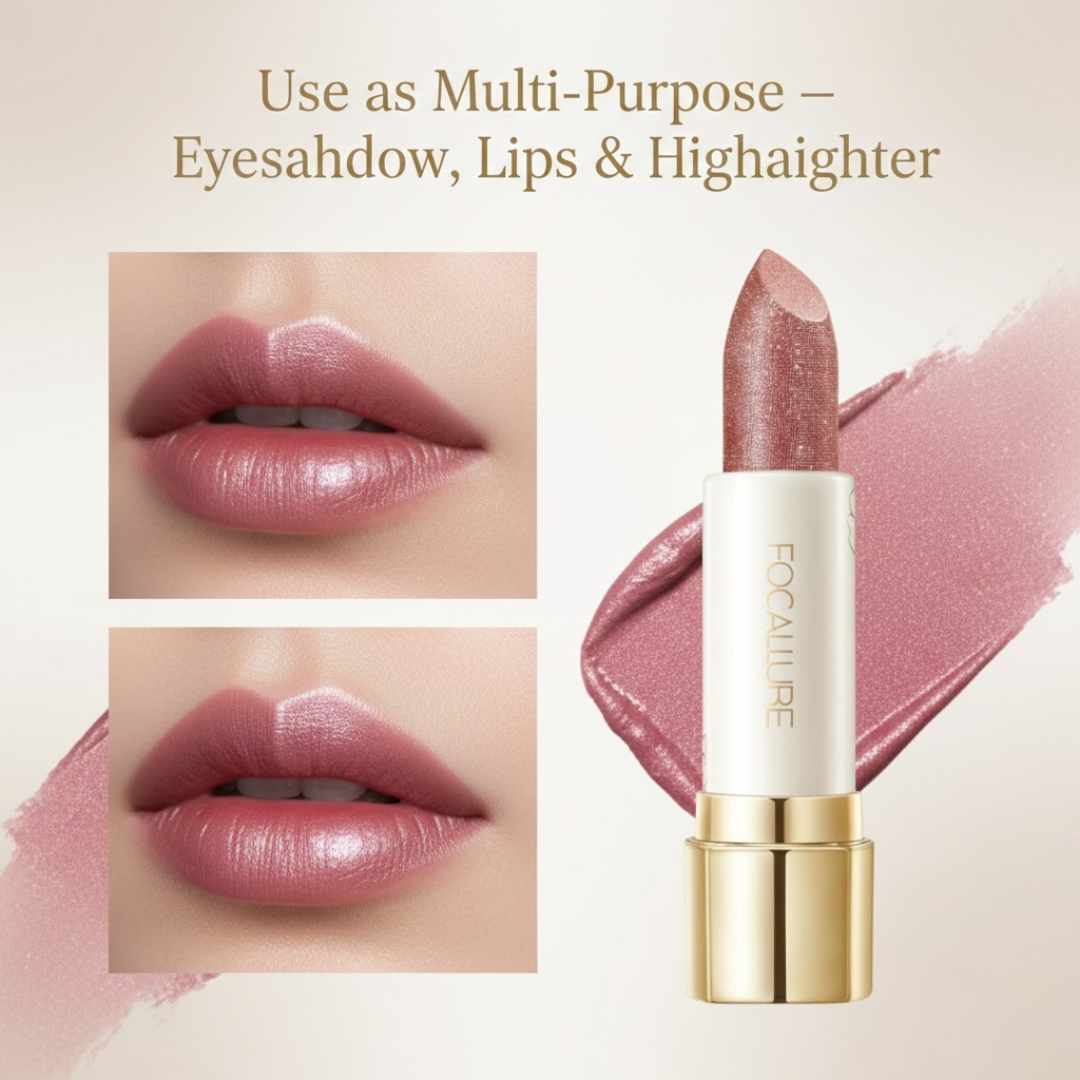 FOCALLURE Sparkle Lipstick Pack of 3 | Multi-Purpose Lipstick, Eyeshadow & Highlighter with Hydrating Shimmer Finish