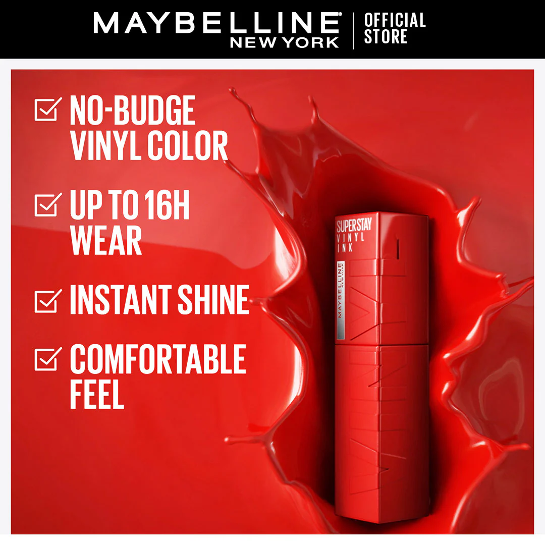 Maybelline SuperStay Vinyl Ink | Longwear Liquid Lipstick | High-Shine, Transfer-Proof Color