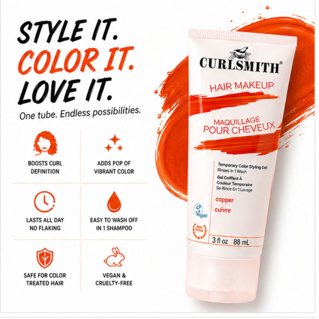 Curlsmith 2 in 1 hair curler & hair dye cream | Temporary color & styling Gel | No heat or Chemical for styling | Washes out in 1 wash