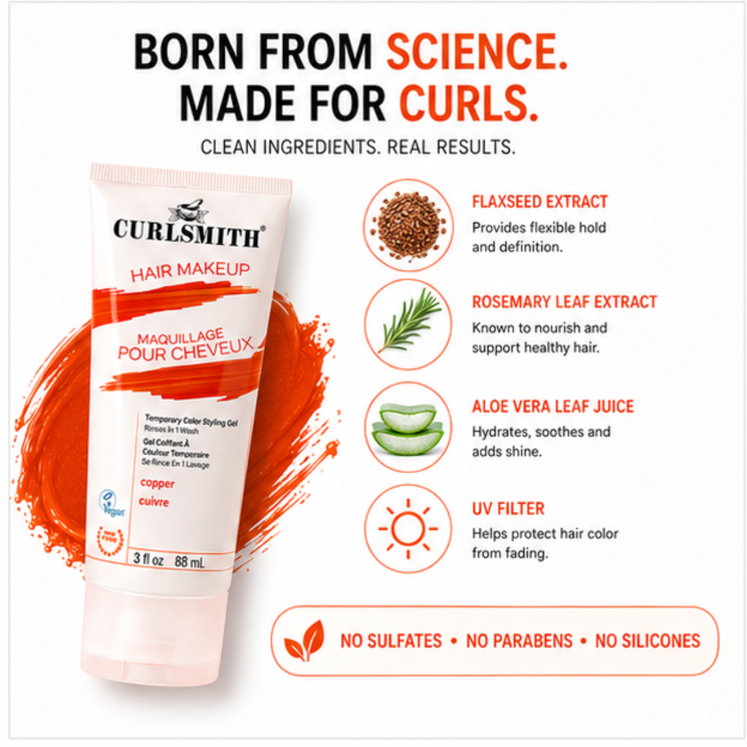 Curlsmith 2 in 1 hair curler & hair dye cream | Temporary color & styling Gel | No heat or Chemical for styling | Washes out in 1 wash